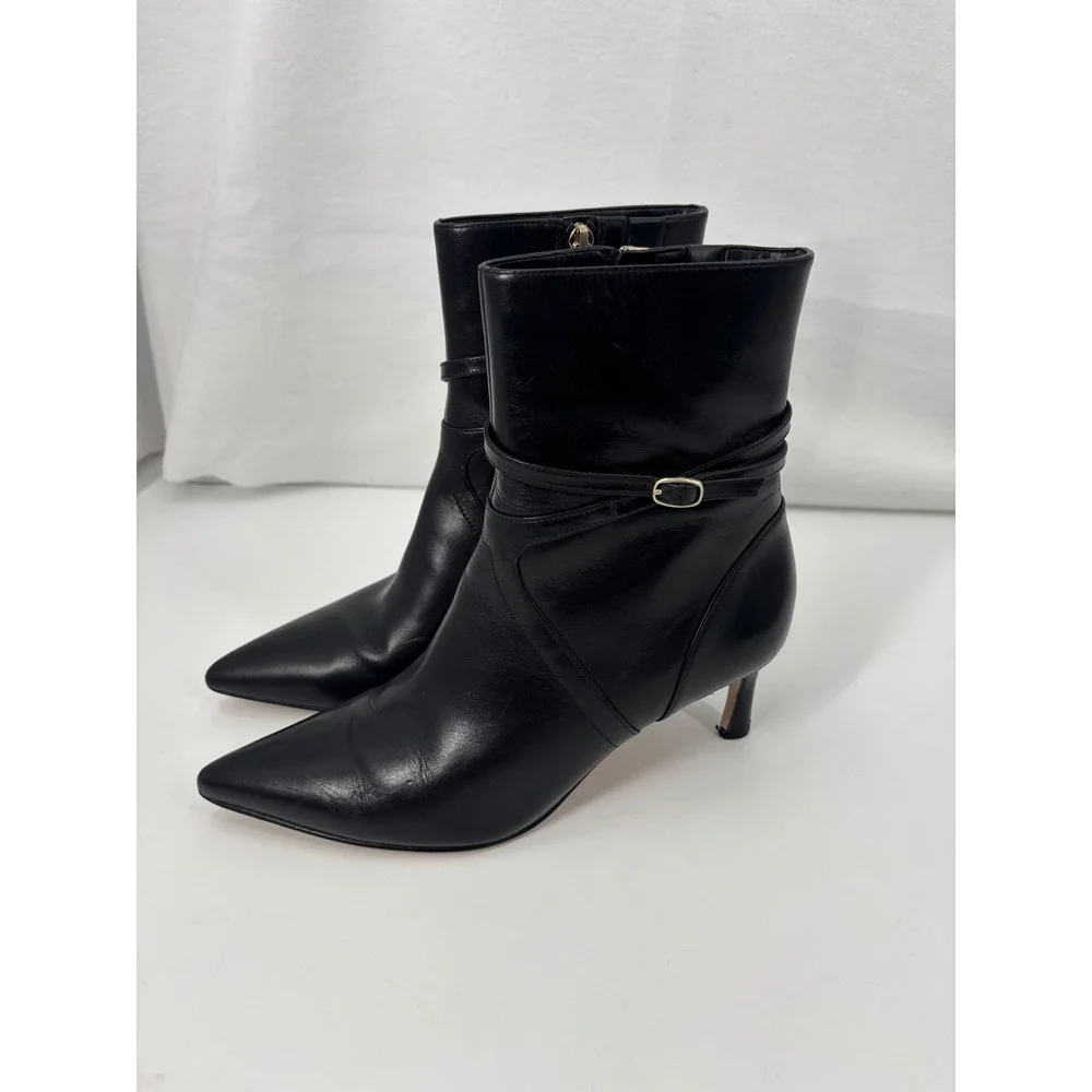 27 Edit Naturalizer Florette Booties Womens 8M Black Leather Kitten Heel Pointed